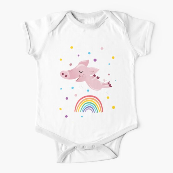 Rainbow Pig Short Sleeve Baby One-Piece
