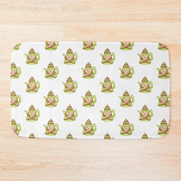 Item preview, Green and brown teapot ponitillism painting repeating pattern designed and sold by MitoP.