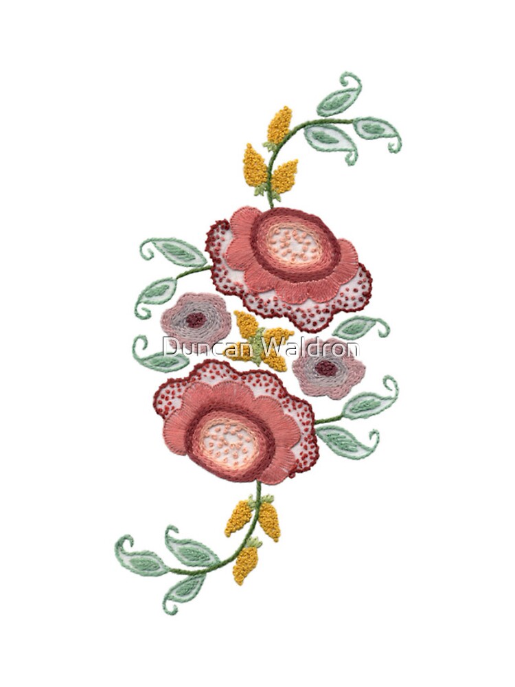 'Irish Rose' embroidery on white by DuncanW