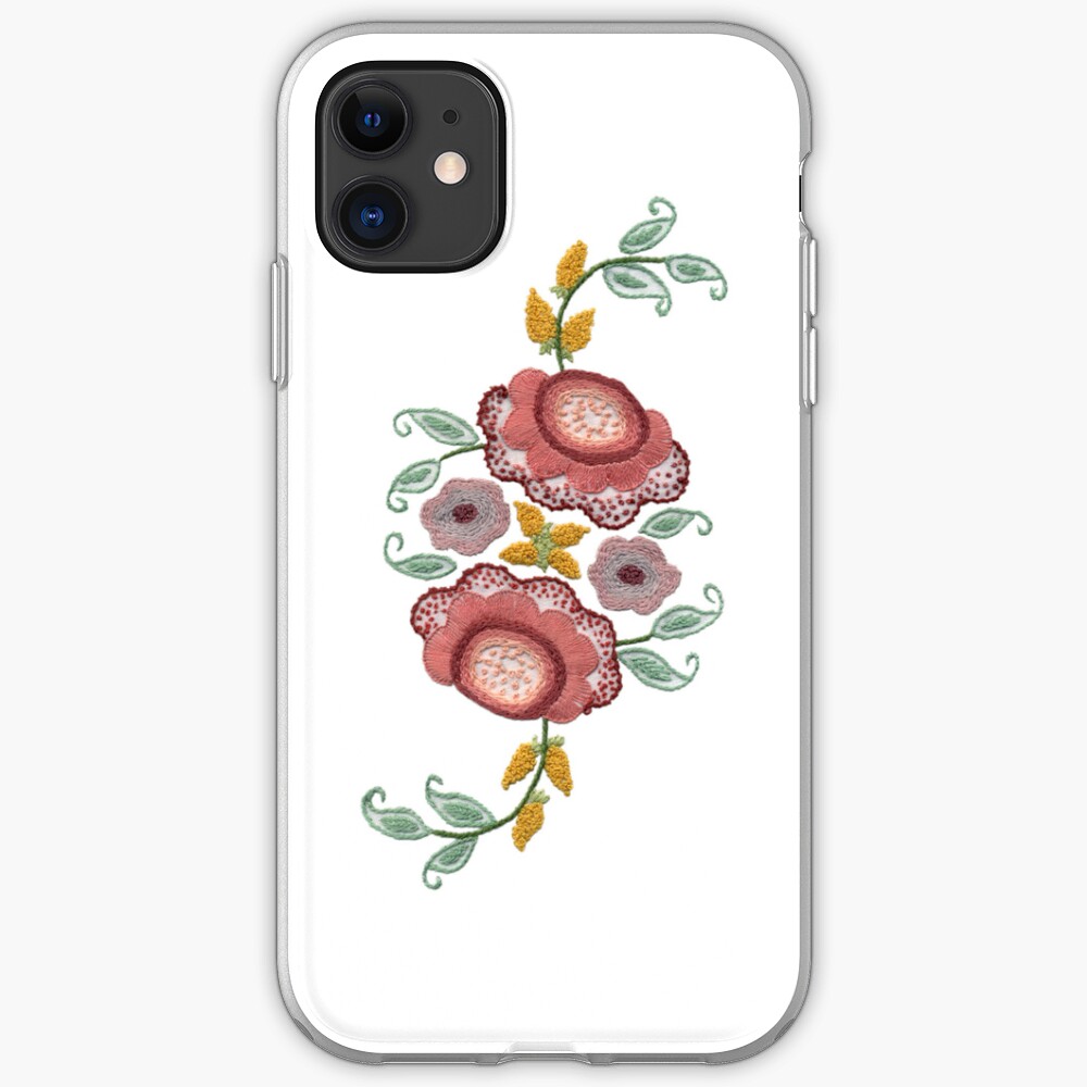 'Irish Rose' embroidery on white iPhone Case & Cover