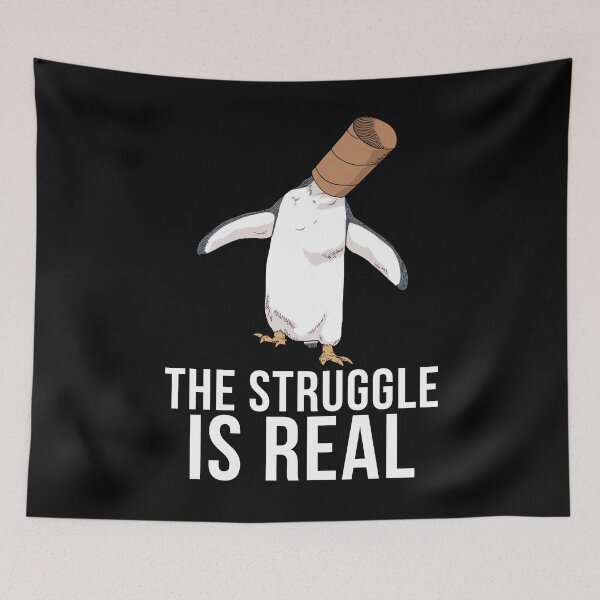 Aperçu de l'œuvre Funny Penguin Gifts Hommes Femmes Enfants La lutte est réelle créée et vendue par DSWShirts.