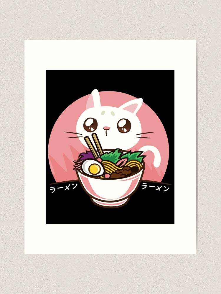 Kawaii Japanese Ramen Noodles Anime Cat Lover | Art Print