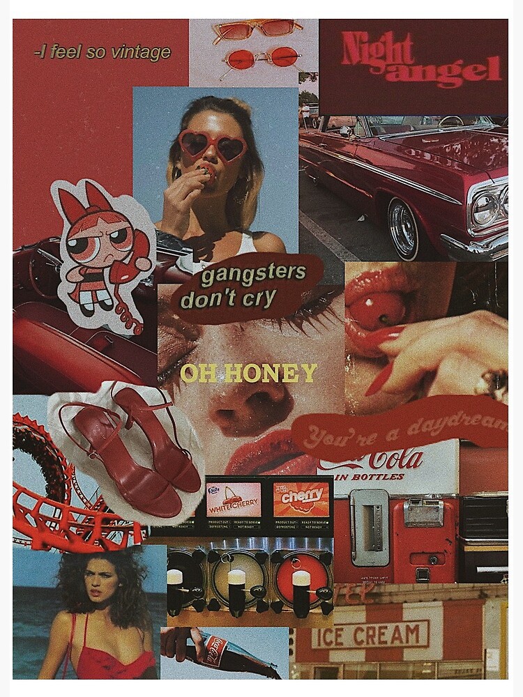 retro red collage Art Board Print