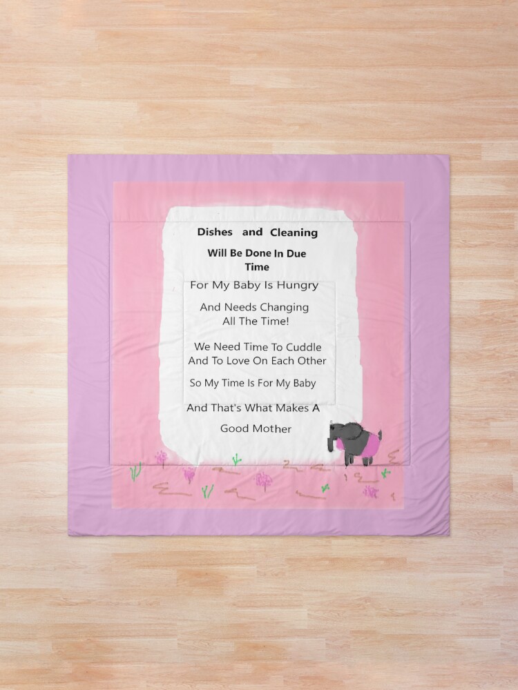 Couvre Lit Elephants Poeme Maman Et Bebe Rose Et Gris Par Designsbymuriel Redbubble