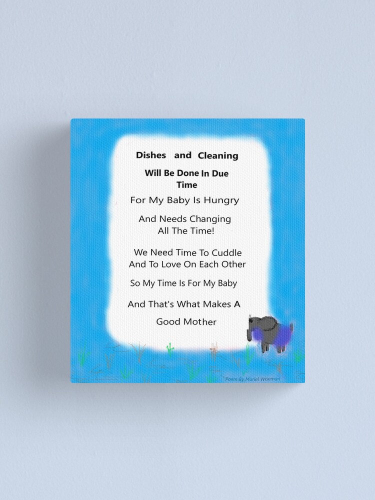 Elefanten Gedicht Mama Und Baby Blau Und Grau Leinwanddruck Von Designsbymuriel Redbubble