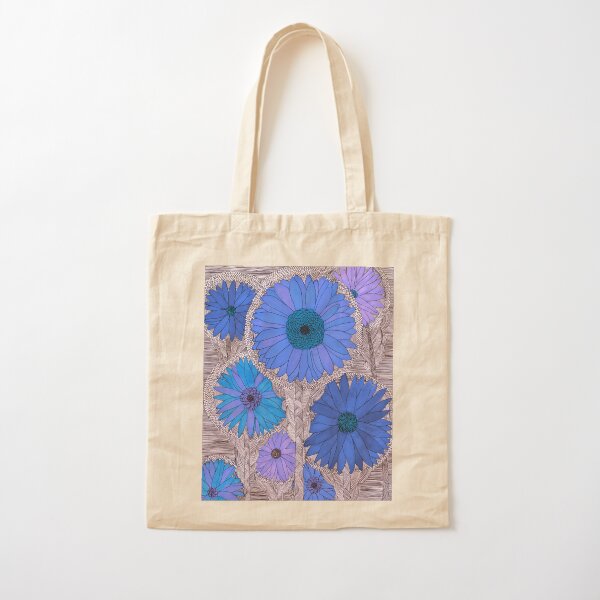 Gerbera Daisy- Blue Cotton Tote Bag