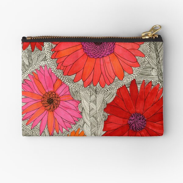 Gerbera Dasies- Red Zipper Pouch