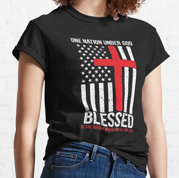 One Nation Under God Blessed Patriotic American Flag Classic T-Shirt