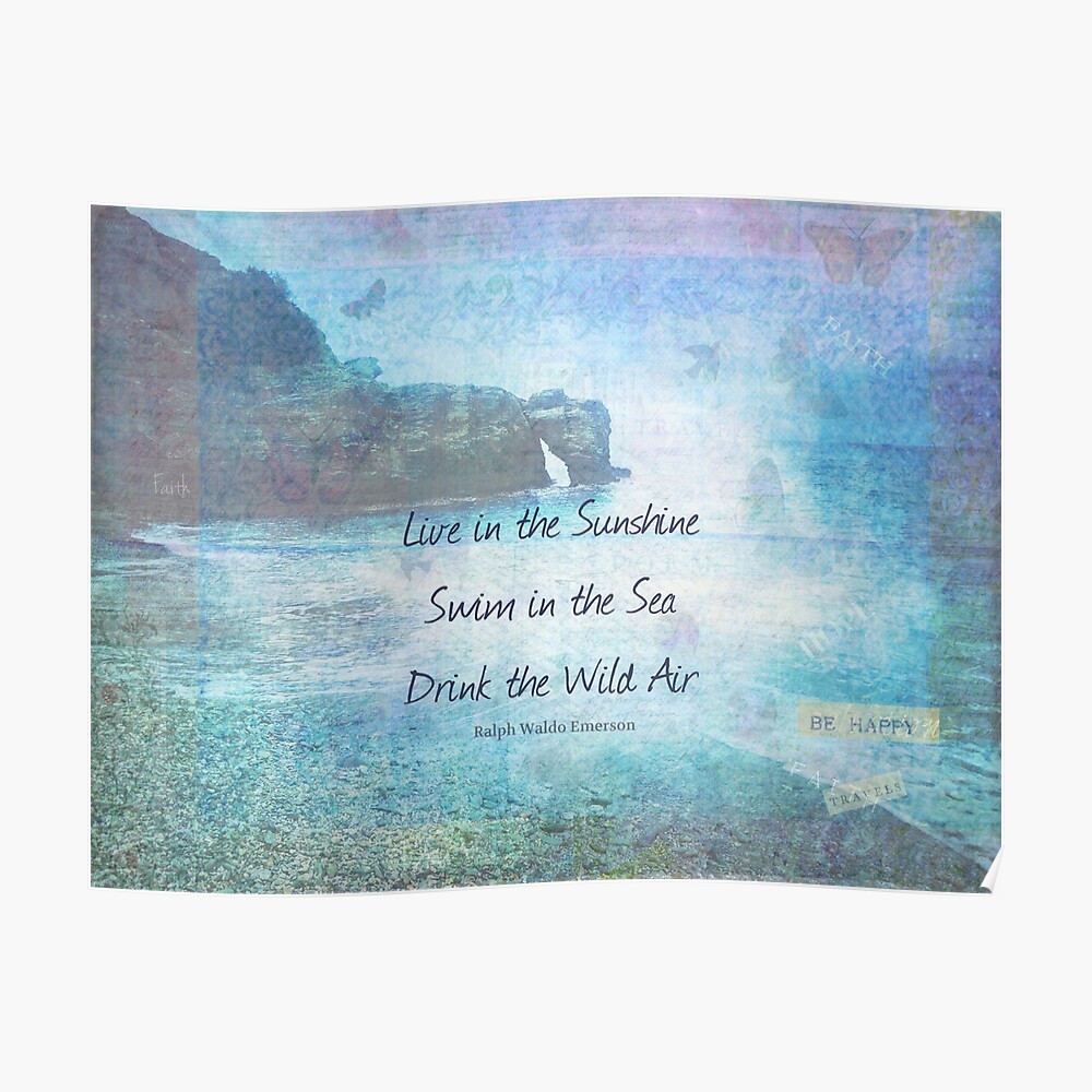 Tentures Vivre Sous Le Soleil Nager Dans La Mer Citation Drink The Wild Air Par Goldenslipper Redbubble