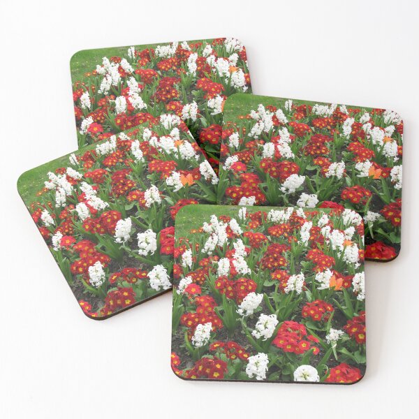 Item preview, Voices of Spring - Red Primroses and White Hyacinths designed and sold by BlueMoonRose.