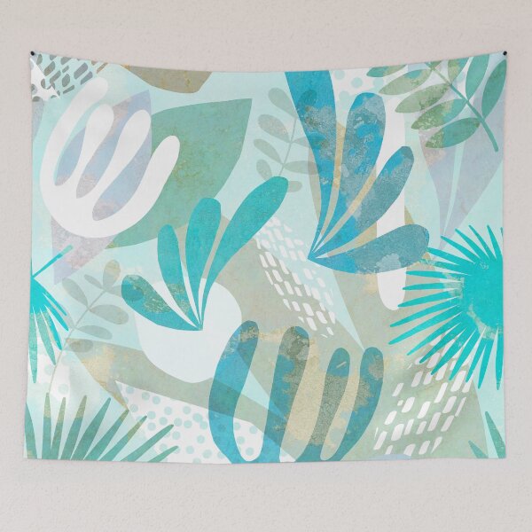 Item preview, Tropical Boho Jungle Pattern - Aqua, blue and tan designed and sold by Dominiquevari.