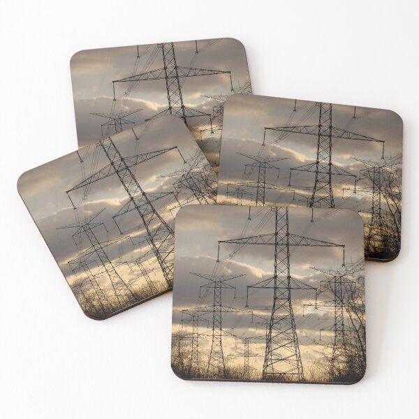 Item preview, Power - Electricity Pylons and Lines at Sunset designed and sold by rodmacpherson.