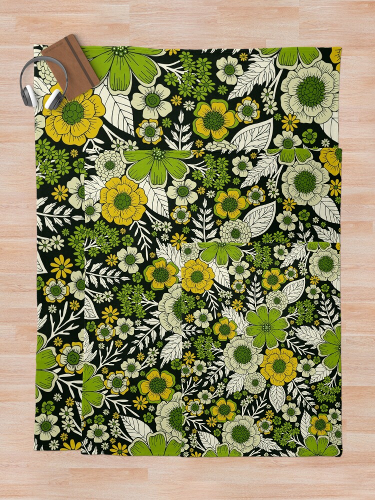 Green and yellow online throw blanket