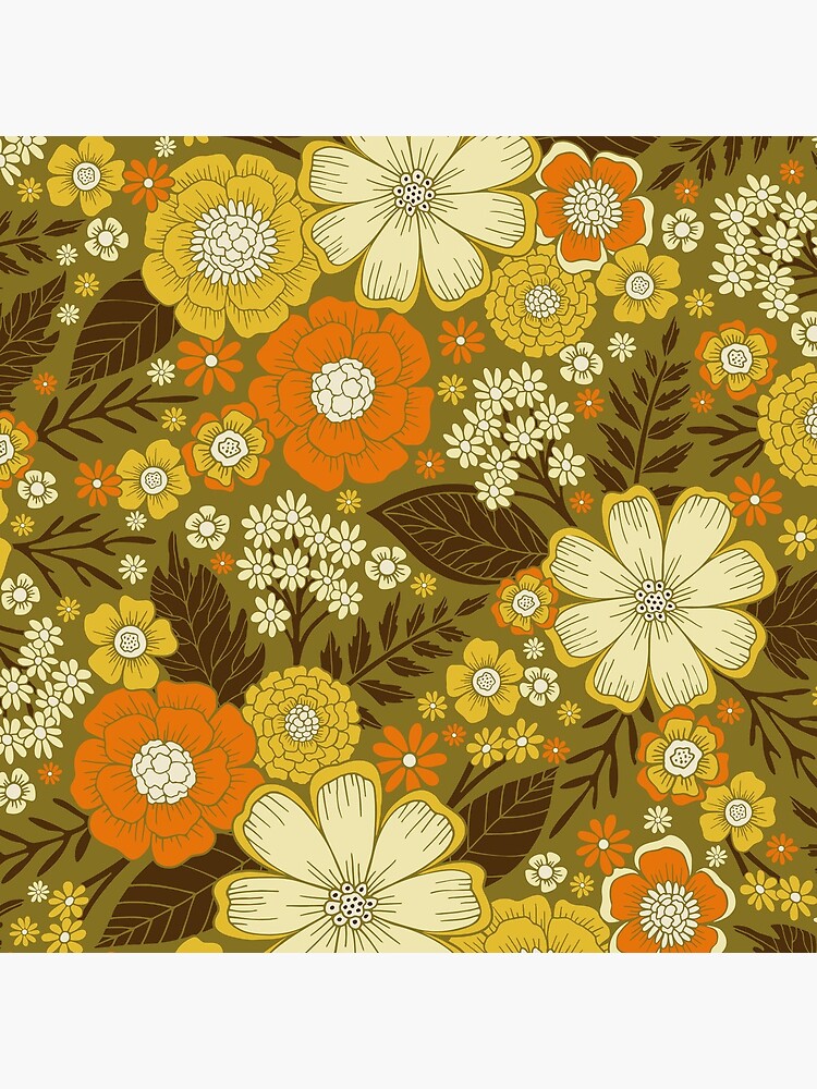 Thumbnail 4 of 4, Clock, 1970s Retro/Vintage Floral Pattern designed and sold by somecallmebeth.