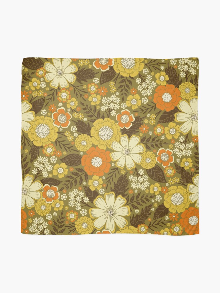 Alternate view of 1970s Retro/Vintage Floral Pattern Scarf