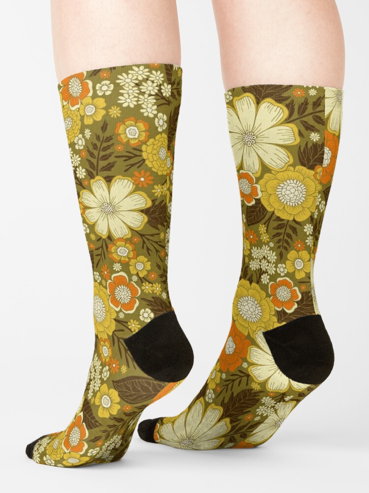 1970s Retro/Vintage Floral Pattern Socks for Sale by