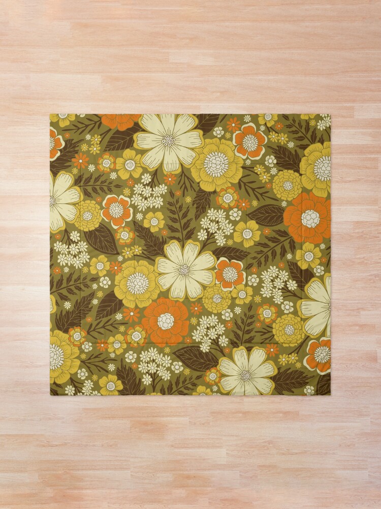 Alternate view of 1970s Retro/Vintage Floral Pattern Comforter