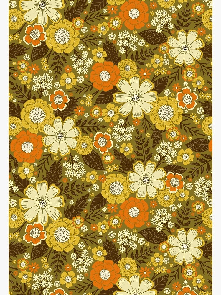 Retro Vintage Wallpaper by the Yard 70s Floral Vintage 