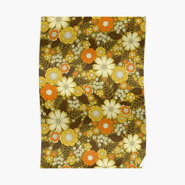 1970s Retro/Vintage Floral Pattern Poster