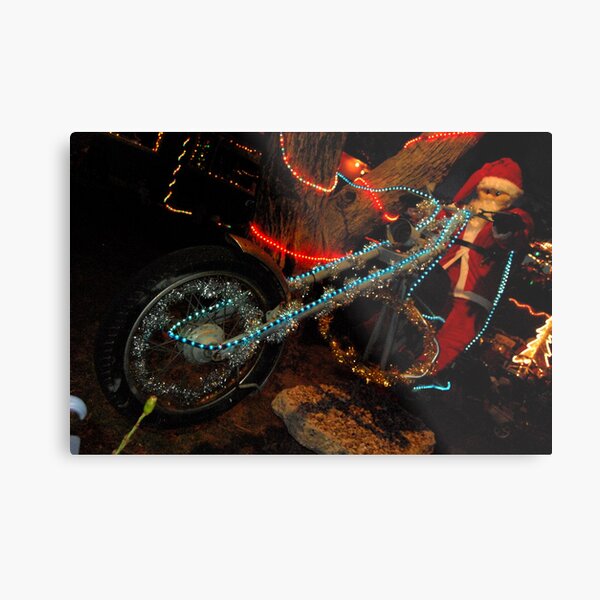 Santaclause rides a harley Metal Print