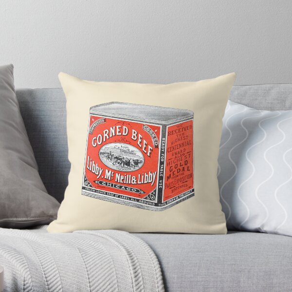 Classic Corned Beef Vintage Illustration Throw Pillow