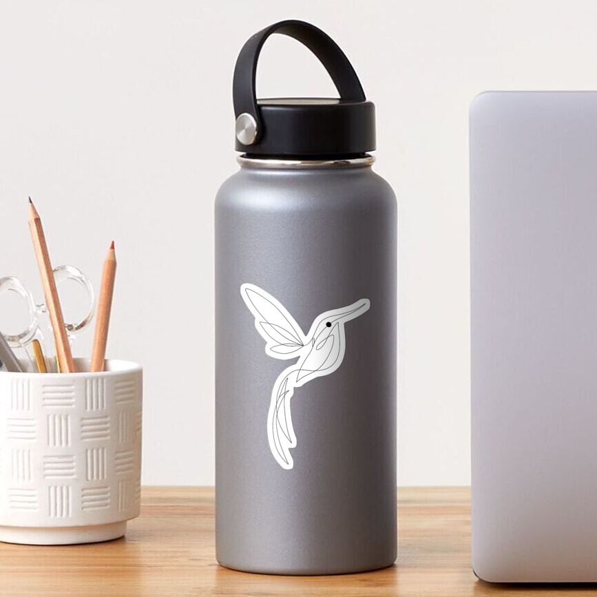 Hummingbird Line Drawing Sticker By Ecarr5984 Redbubble