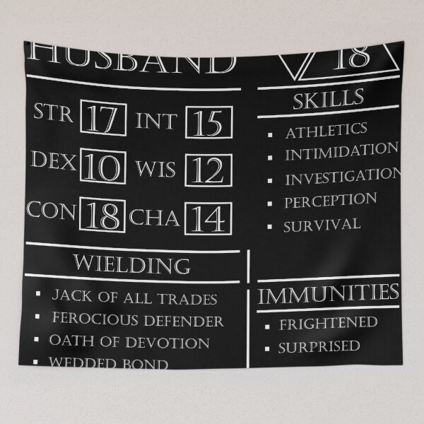 Item preview, Husband Stats - Character Sheet - White designed and sold by EchoTheBard.