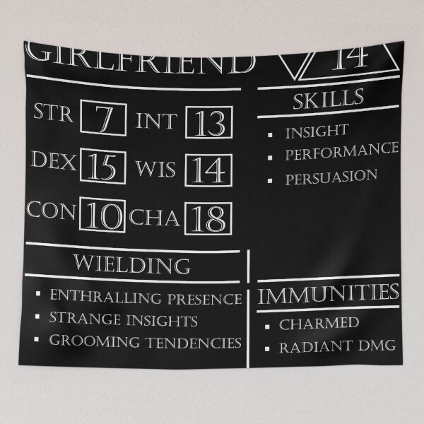 Item preview, Girlfriend Stats - Character Sheet - White designed and sold by EchoTheBard.