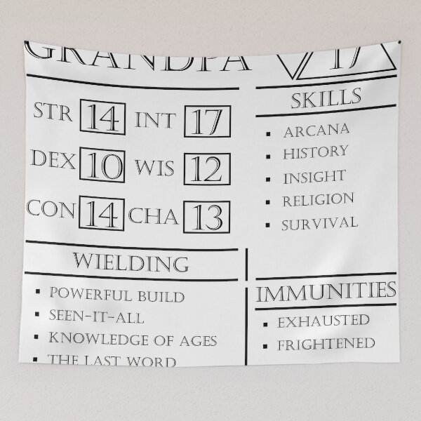 Item preview, Grandpa Stats - Character Sheet - Black designed and sold by EchoTheBard.