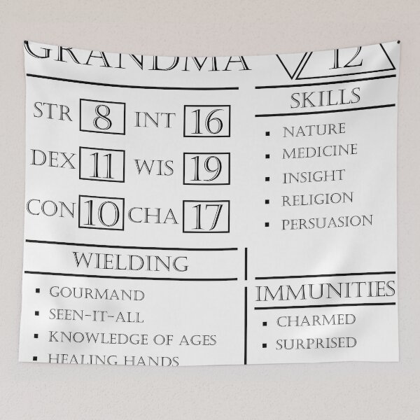 Item preview, Grandma Stats - Character Sheet - Black designed and sold by EchoTheBard.