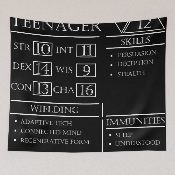 Item preview, Teenager Stats - Character Sheet - White designed and sold by EchoTheBard.