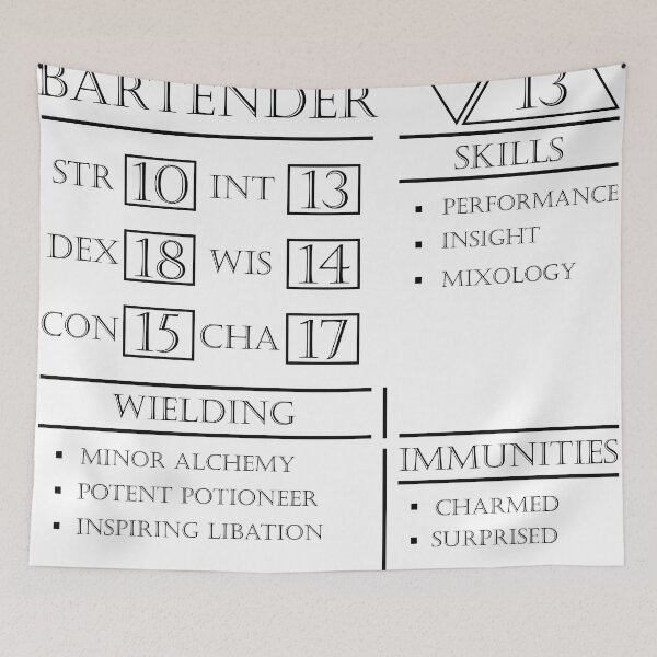 Item preview, Bartender Stats - Character Sheet - Black designed and sold by EchoTheBard.