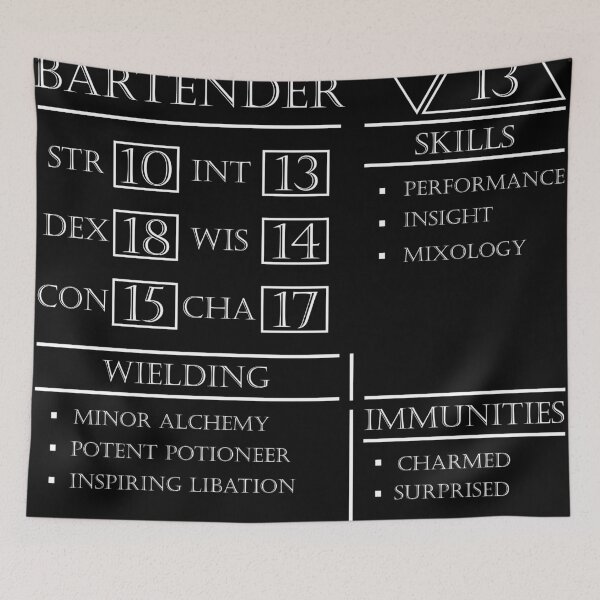 Item preview, Bartender Stats - Character Sheet - White designed and sold by EchoTheBard.