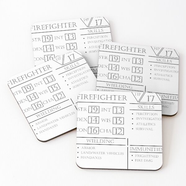 Item preview, Firefighter Stats - Character Sheet - Black designed and sold by EchoTheBard.