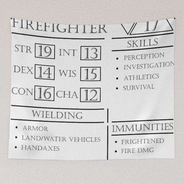Item preview, Firefighter Stats - Character Sheet - Black designed and sold by EchoTheBard.