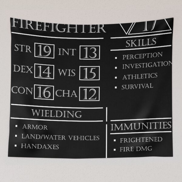 Item preview, Firefighter Stats - Character Sheet - White designed and sold by EchoTheBard.