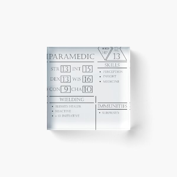Item preview, Paramedic Stats - Character Sheet - Black designed and sold by EchoTheBard.