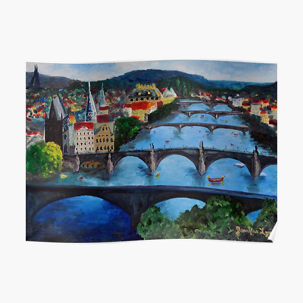 The View over Prague's Five Bridges Poster