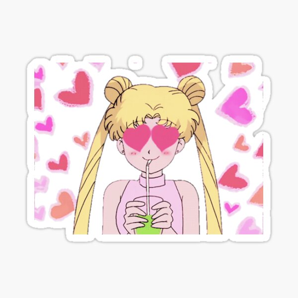 Vista previa del artículo con la obra «Pink Heart Eyes Sailor Moon», diseñado y vendido por divineklarity.