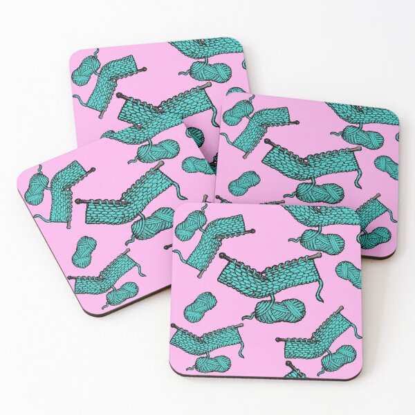 Item preview, Blue Knitting and Ball of Yarn on Pink Graphic designed and sold by RosalieReeves.
