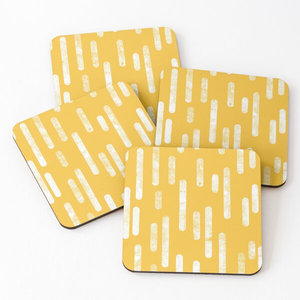 Item preview, Inky Rounded Lines Pattern | White on Mustard Yellow designed and sold by itsjensworld.