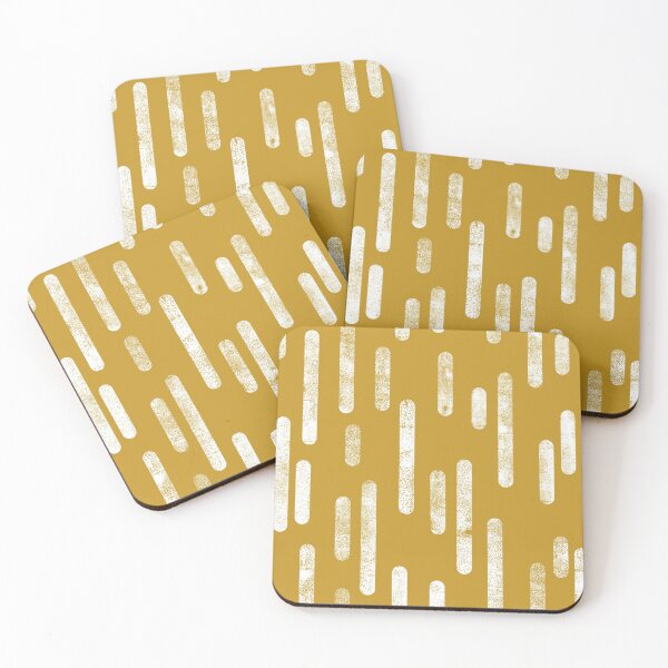 Item preview, Inky Rounded Lines Pattern | White on Old Gold designed and sold by itsjensworld.