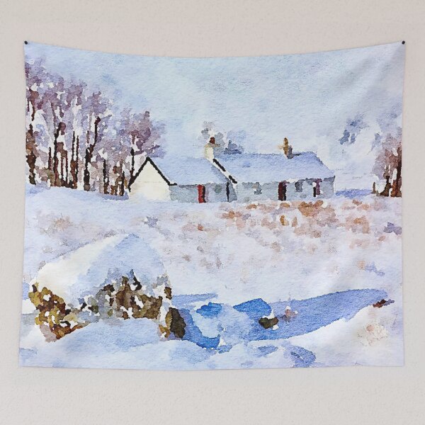 Item preview, Black Rock Cottage, Glencoe Watercolour Composition  designed and sold by davidelder.