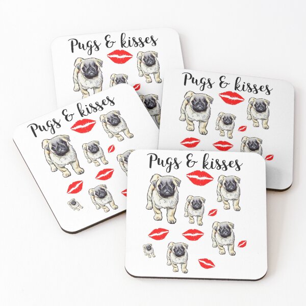 Item preview, Pugs and kisses pug dog fun valentines caption cute domestic pet animals designed and sold by Julieford.