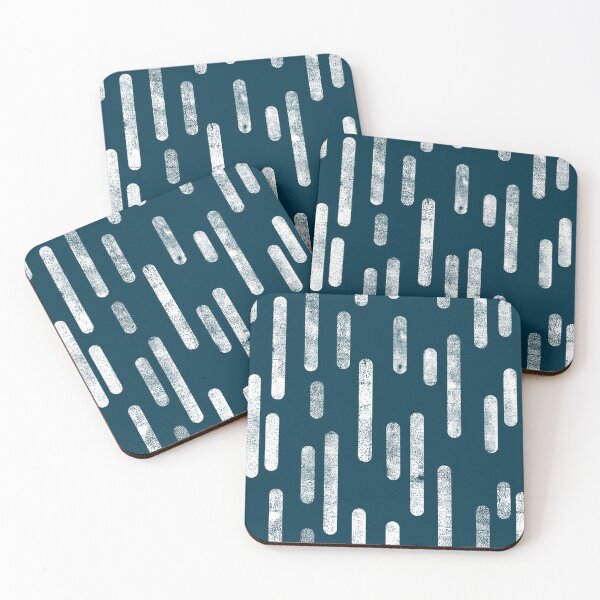 Item preview, Inky Rounded Lines Pattern | White on Dark Blue-Green designed and sold by itsjensworld.