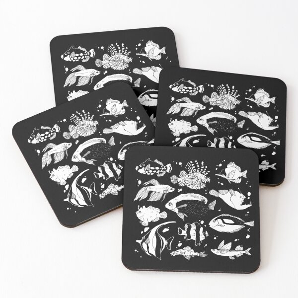 Item preview, Tropical Fish Lineart (on black) designed and sold by evekajander.