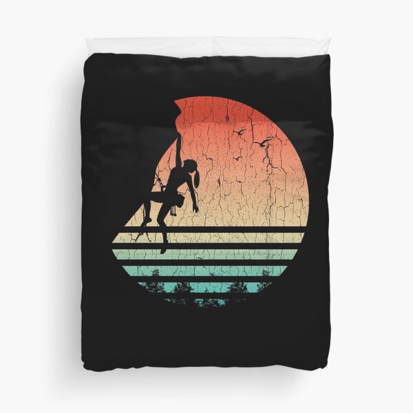 Vintage Rock Climber Rock Wall Climbing Gift Retro Rock Climbing Vintage Climbing Gift Climber Distressed Duvet Cover