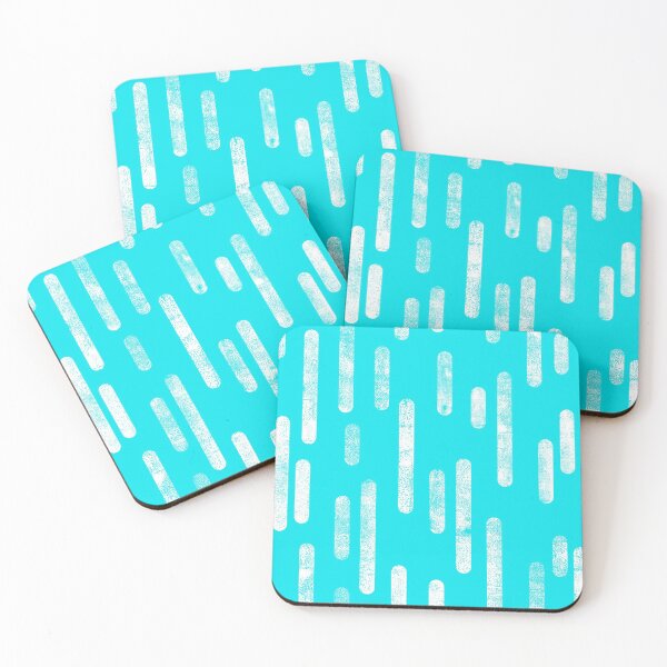 Item preview, Inky Rounded Lines Pattern | White on Bright Cyan Blue designed and sold by itsjensworld.