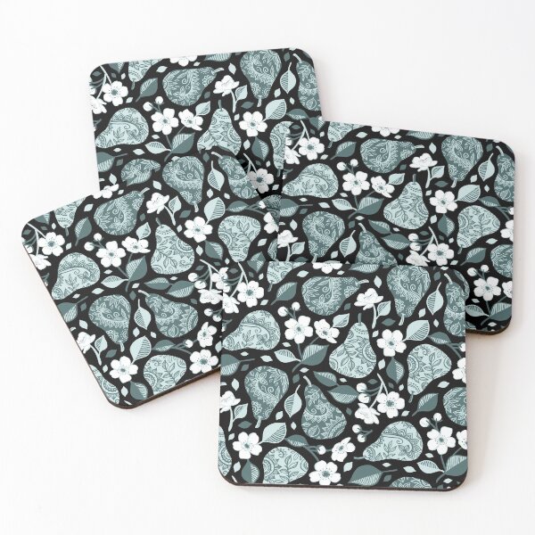 Item preview, Pears and Blossoms in Pine and Mint Green designed and sold by micklyn.
