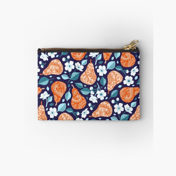 Item preview, Cheerful Pears in Orange on Navy Blue designed and sold by micklyn.